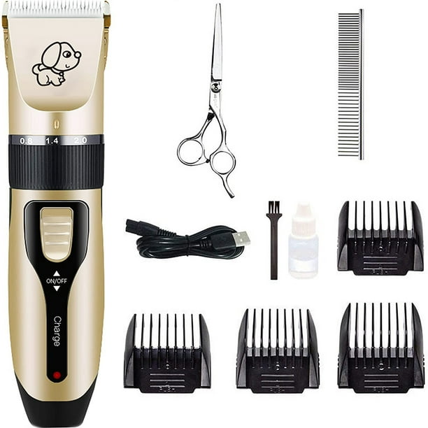 Dog Shaver Clippers Low noise Rechargeable Cordless Electric Quiet Hair  Clippers Set for Small/Large Cats Dogs -Gold 
