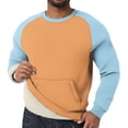 thumbnail image 2 of Fshiont Men's Warm Crewneck Sweatshirt Sherpa Fleece Lined Sweatshirts Winter Thermal Heavyweight Fuzzy Soft Pullover Tops with Pocket Orange L, 2 of 5