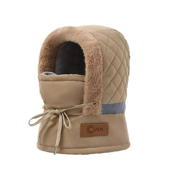 Betivan Women's Winter Warm Hooded Cap Scarf Face Mask, Outdoor Cycling Fleece Ear Protection Knitted Woolen Cap, Versatile Winter Hat for Women