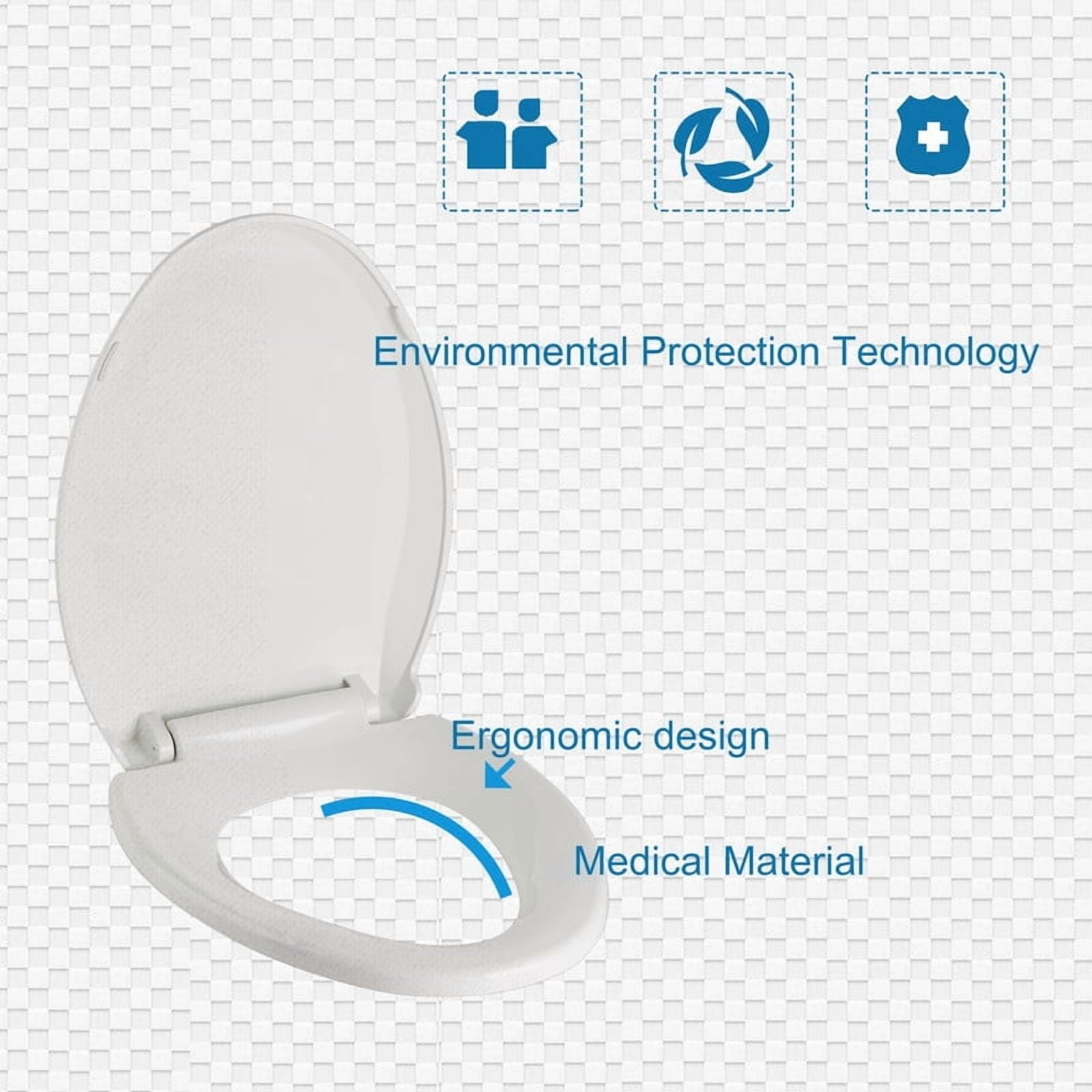 Auktopt Elongated Toilet Seat, Slow Close, Durable PP, Easy Clean Hinge, Universal Fit, White