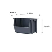 Mighty Tuff Garage Stacking Storage Bin, Plastic, Gray