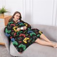 thumbnail image 5 of Oversized Wearable Blanket Hoodie,Colorful Controllers Games Icons Black Pattern Sherpa Blanket Hoodie with Super Pockets,Super Warm Fuzzy Pullover for Women & Men, 5 of 6