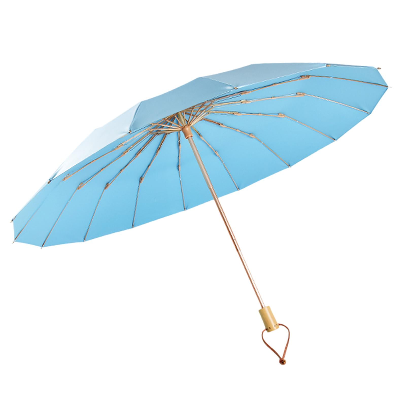Folding Umbrella Mini Lightweight Sun Rain Umbrella for Hiking Camping Trips blue