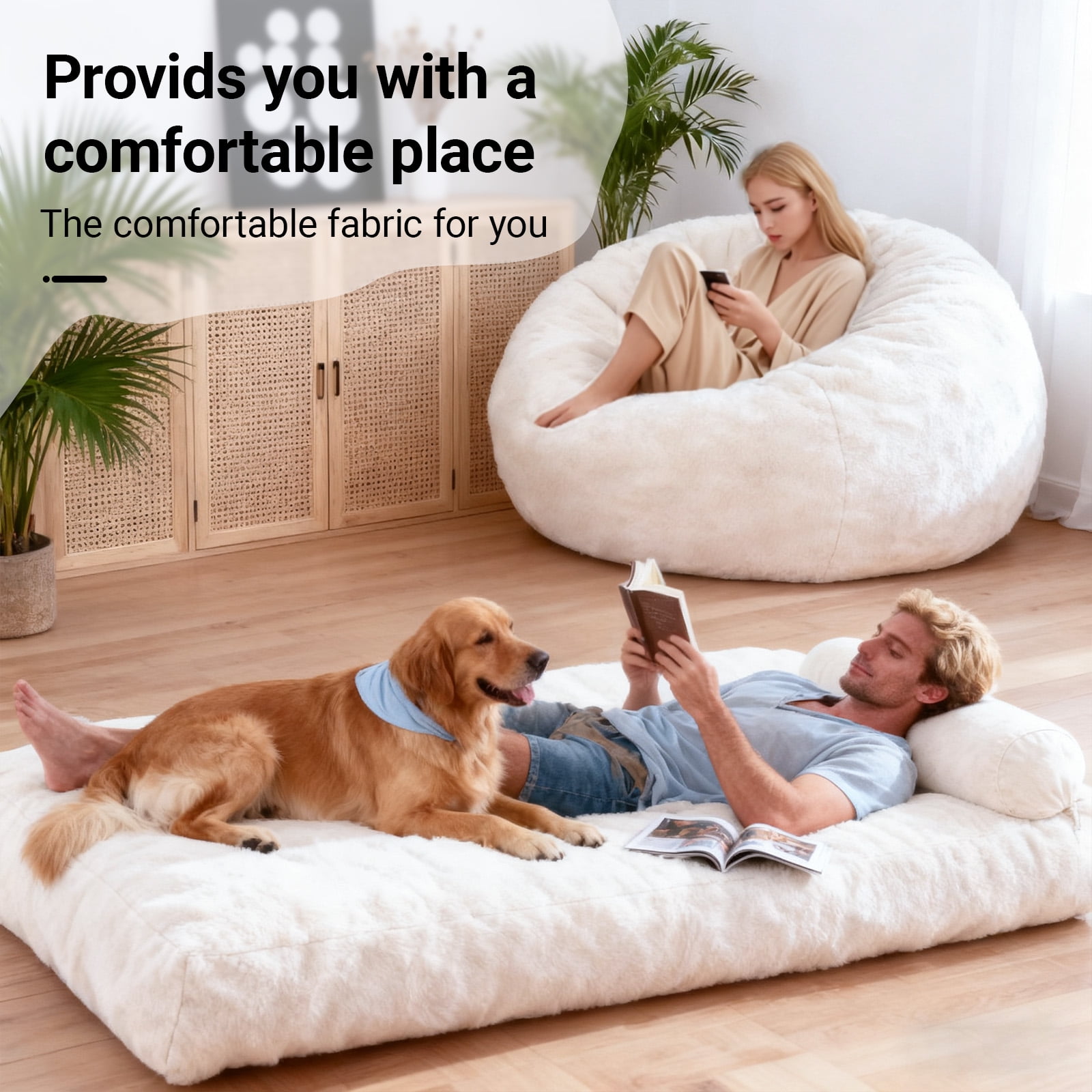 Memory Foam Bean Bag Chair Sofa Bed for Adults, Soft Micro Fiber Cover Round Single Couch – Ideal for Living Room, Bedroom & College Dorm