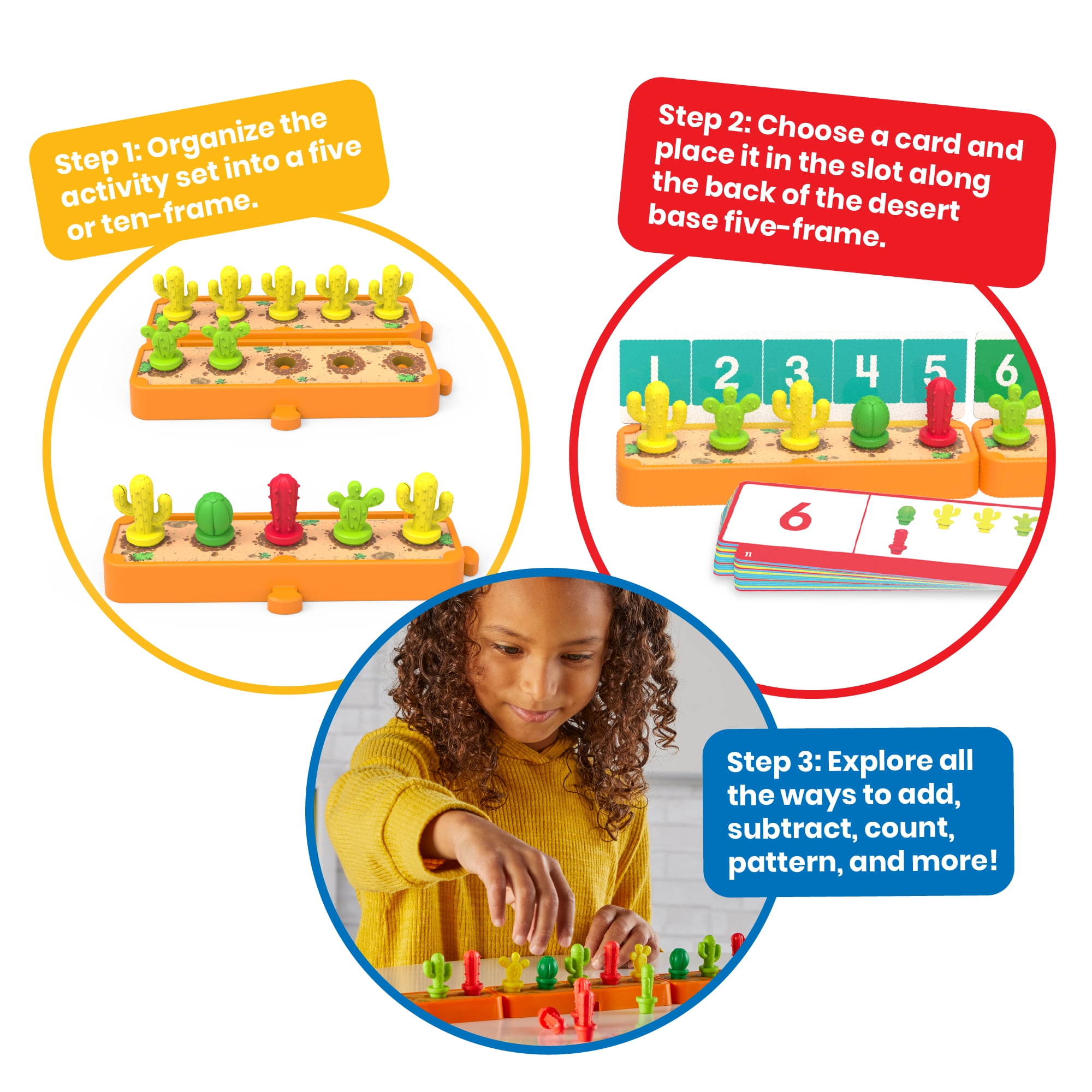 hand2mind Cactus Counting Activity Set, Counters for Kids Math, Counting and Sorting Toys