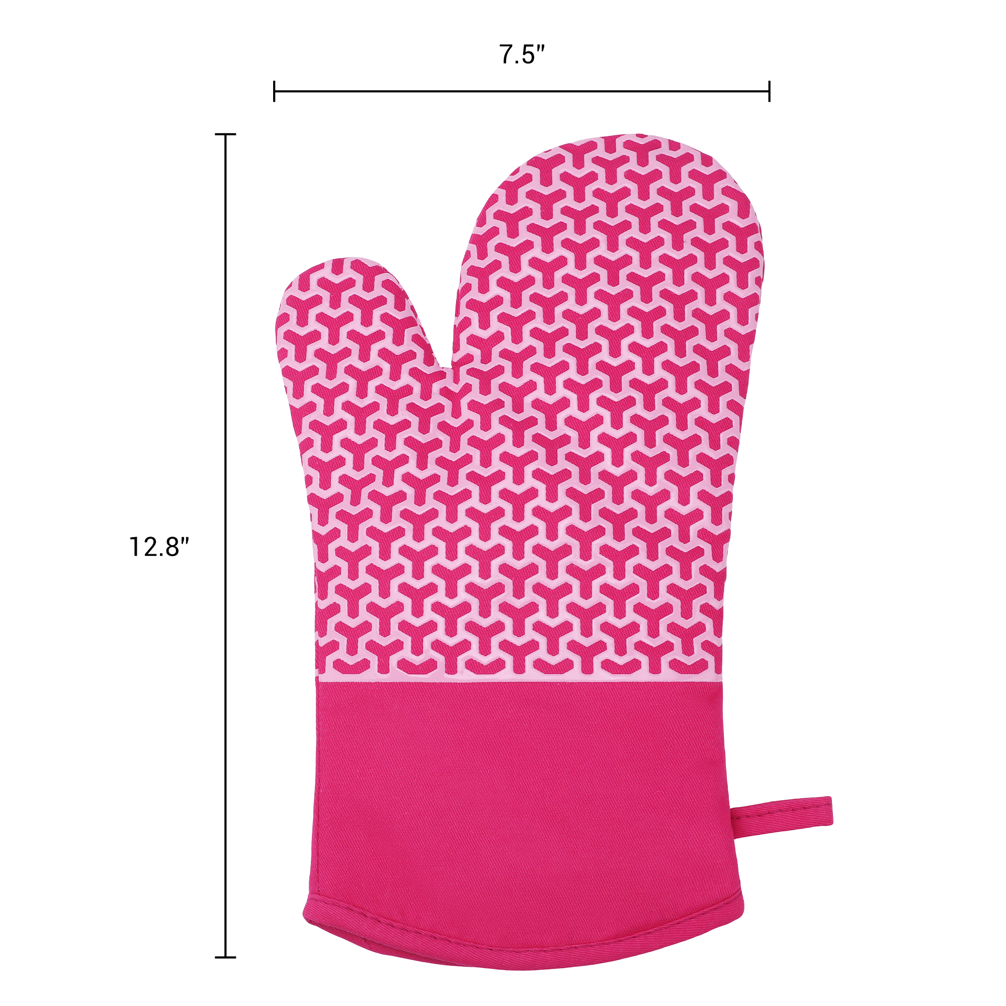 Unique Bargains Heat Resistant Cooking Gloves Flexible Gripping Rose Red 12.8x7.5inch