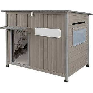 Front Row Weatherproof Foldable Wood Dog House for Small to XL