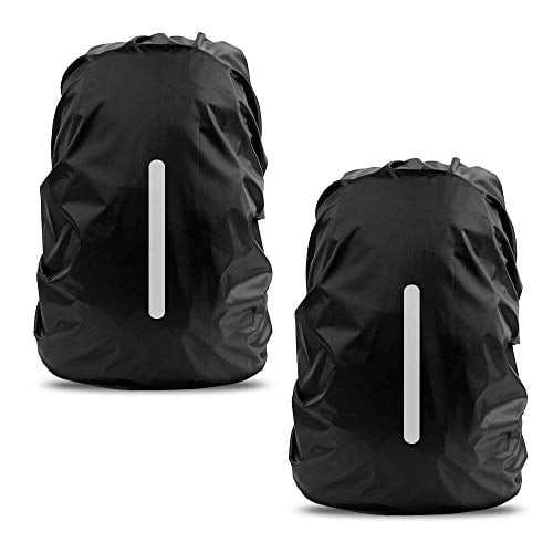 Tapa lluvia impermeable LAMA 2pzs. mochila, protector reflectante prueba lluvia anti-polvo anti-robo M 26L-40L Negra