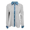thumbnail image 4 of FRSASU Women's Long-Sleeved Lapel Patchwork Denim Shirts Spring Summer Versatile Cardigan Jacket for Women White, 4 of 5