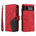 thumbnail image 2 of Dteck Google Pixel 6 (2021) 6.4" Wallet Phone Case with 9 Card Holder Zipper Coin Wallet Cash Slot Lanyard Flip Leather Flip Folio Protective Cover,Red, 2 of 6