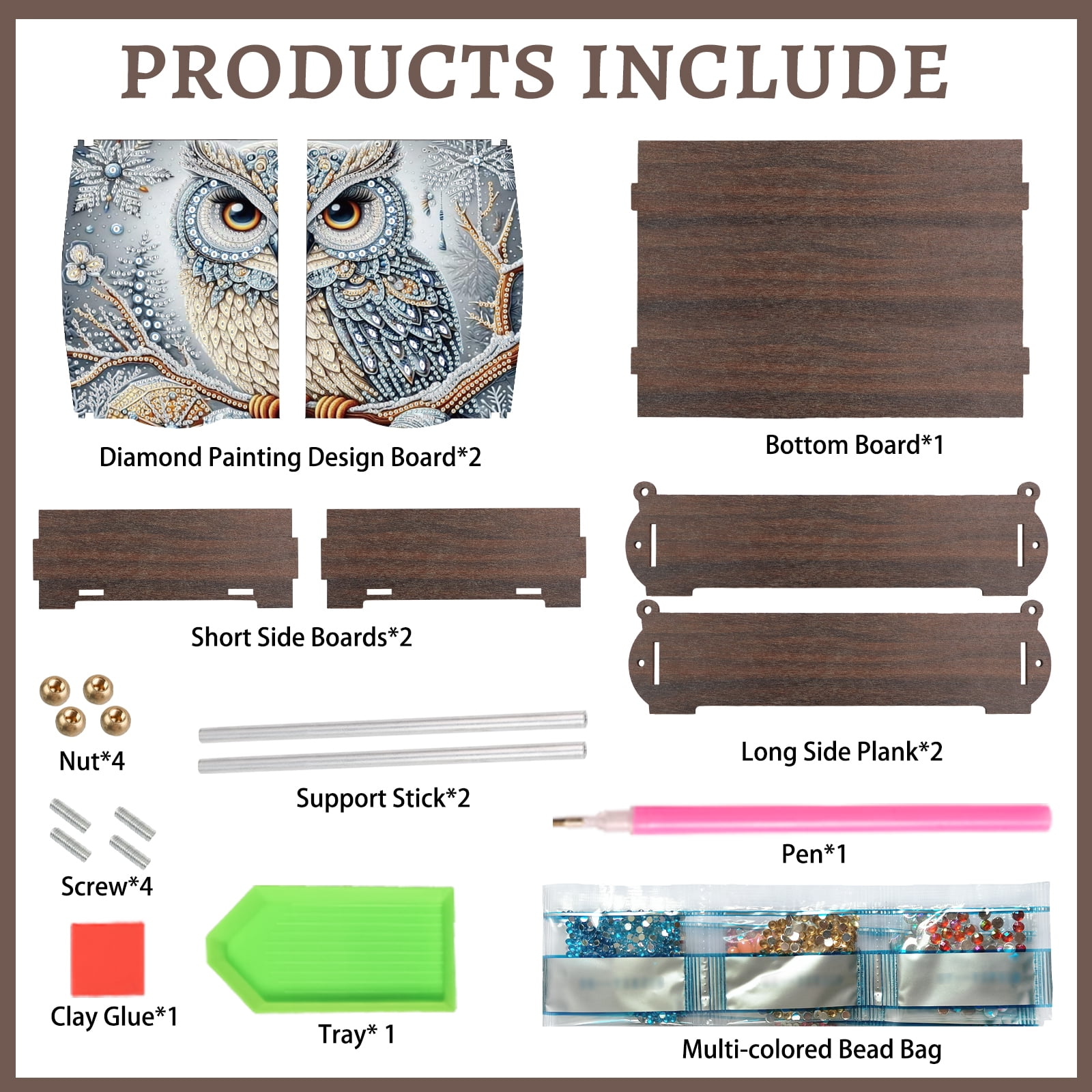 Diamond Painting Kit Storage Box Bold Owl DIY Multi-Functional Craft Storage Box Perfect for Home Offices and Holiday Gifts