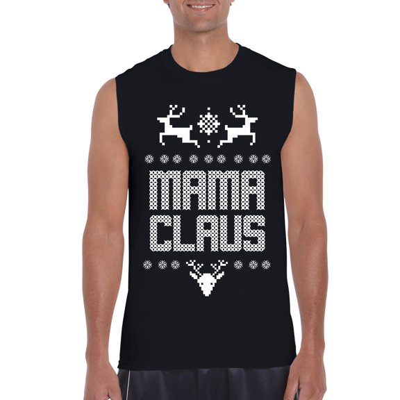 MmF - Men's Graphic T-Shirt Sleeveless - Christmas Mama Claus Deers