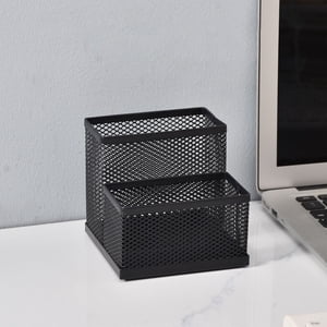 Cagogo under $5 Desk Organizer, Desk Organizers with Compartments, Letter Style Pen Holders Combination, Stationery Storage for Home Study Office, Metal Mesh Desk Organizer