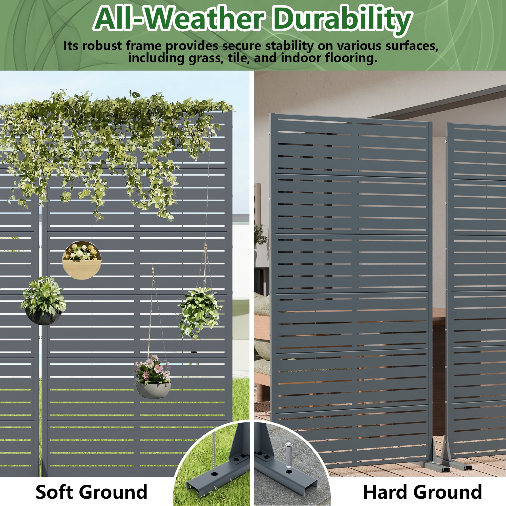 Metal Privacy Metal Screen Fence Panel Set of 2