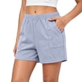 thumbnail image 2 of Gamivast Shorts for Women Elastic Waist Soft Stretch Lightweight Shorts with Patch Pockets Relaxed Fit Gym Workout Lounge Travel Summer Bottoms Sky Blue L, 2 of 8