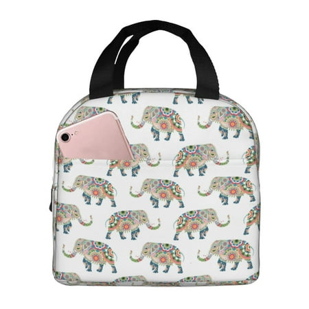 Insulated Lunch Bag for Women Men - Indian Elephant Leakproof Cooler Lunch Box for Women Men  Lunch Tote Bags for Work School Picnic Travel