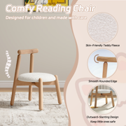 Guyou Solid Wooden Toddler Chair Ages 1-6, Boys Girls Kids Preschool Chair, Comfy Upholstered Kid Reading Chair, Sherpa Kids Desk Chair for Playroom Kindergarten Preschool Bedroom, White