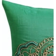 thumbnail image 3 of The HomeCentric Pillow Cover, Green Pillow Cover, 14"x14" Cotton Linen Throw Pillow Cover, Square Zardozi Indian Paisley Pillow, Green Pillow Cover Pack of 2, 14x14 inch (35x35 cm) - Paisley Seas, 3 of 7