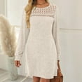 thumbnail image 6 of Arnsht Womens Long Sleeve Dresses Casual Fall Sweater Dress Work Winter Fashion Crew Neck Lace Dress Mini Dressy Clothes Beige S, 6 of 8