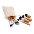 thumbnail image 3 of Juego de brochas de maquillaje de bambú natural, suaves, para polvos, cremas y cosméticos., 3 of 8