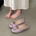 thumbnail image 2 of hoksml Women Round Toe Ballet Flats, Fabric Flower Decor PU Upper Slip On Casual Dress Flat Shoes, 2 of 9