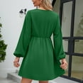 thumbnail image 6 of Elainilye Fashion Vacation Dresses for Women Long Sleeve Solid Color V-Neck Short Skirt Casual Dress,Green, 6 of 6