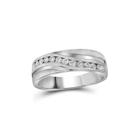 FB Jewels 10kt White Gold Mens Round Diamond Wedding Band Ring 1 Cttw Size 10