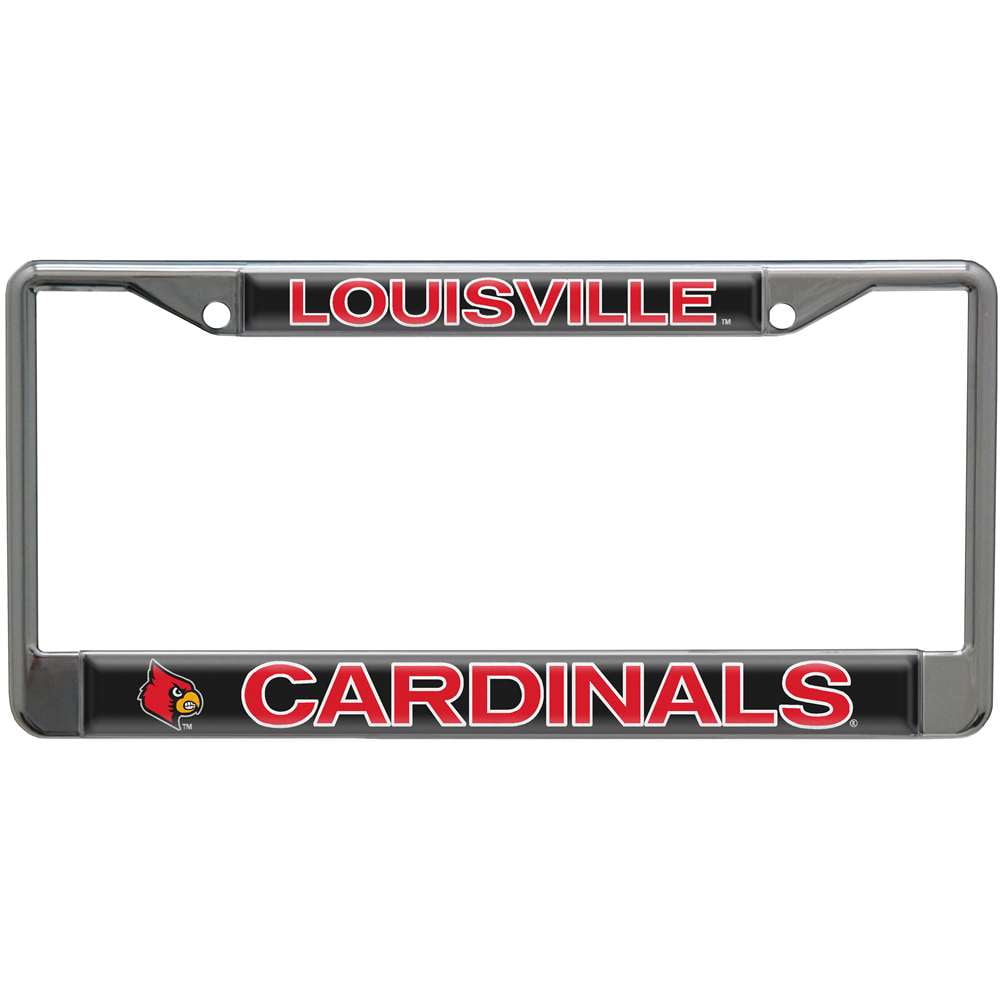 2 Laser Cut License Plate Frame Set Louisville Cardinals Alumni Chrome Metal 