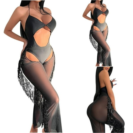 

Finelylove Swimsuit Women Tummy Concealing Sport Bra Style Bikini Black S