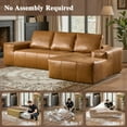 thumbnail image 4 of Ovios 114" Cloud Sectional Sofa, L-Shaped Deep Seat Modular Boneless Couch, No Assembly Required,Brown(Faux Leather), 4 of 11