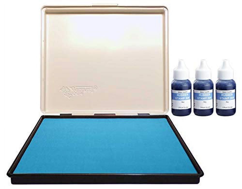 Extra Large 8" x 12" Industrial Rubber Stamp Ink Pad in Metal Case, Sky Stamp Pad