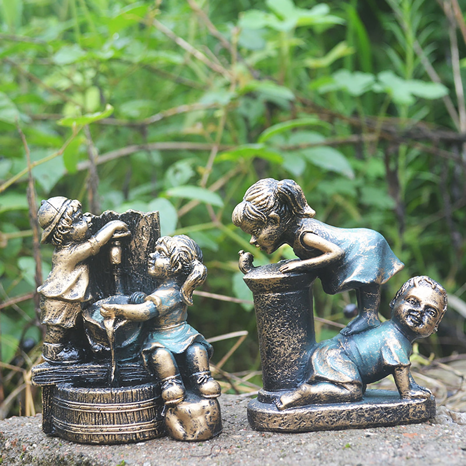 Cheers Sunresistant Resin Garden Statue Vivid Boys Girls Garden