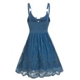 thumbnail image 3 of A-line hole mini flower embroidered sleeveless lace-up dress parachute summer casual women's robe-Blue-XXXL, 3 of 6