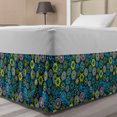 thumbnail image 1 of Floral Bed Skirt, Flowers Ornate Snowflakes with Geometric Mandala Inspirations Print, Elastic Bedskirt Dust Ruffle Wrap Around for Bedding Decor, 4 Sizes, Dark Teal and Multicolor, by Ambesonne, 1 of 2