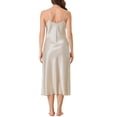 thumbnail image 3 of INSPIRAR CHIC Camisones largos de satén para mujer, con escote en V, tirantes de espagueti, pijamas de lounge, vestido de seda XL color caqui, 3 of 6