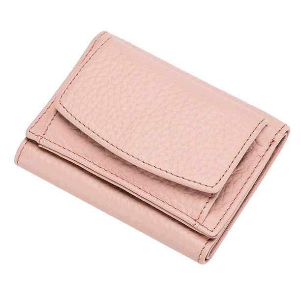 Mini Wallet Small Women's Top Layer Cowhide Foldable Portable Slim Design for Office, Wallet for Travel, Leather Material Compact Storage, Credit Card Holder, for Bedroom