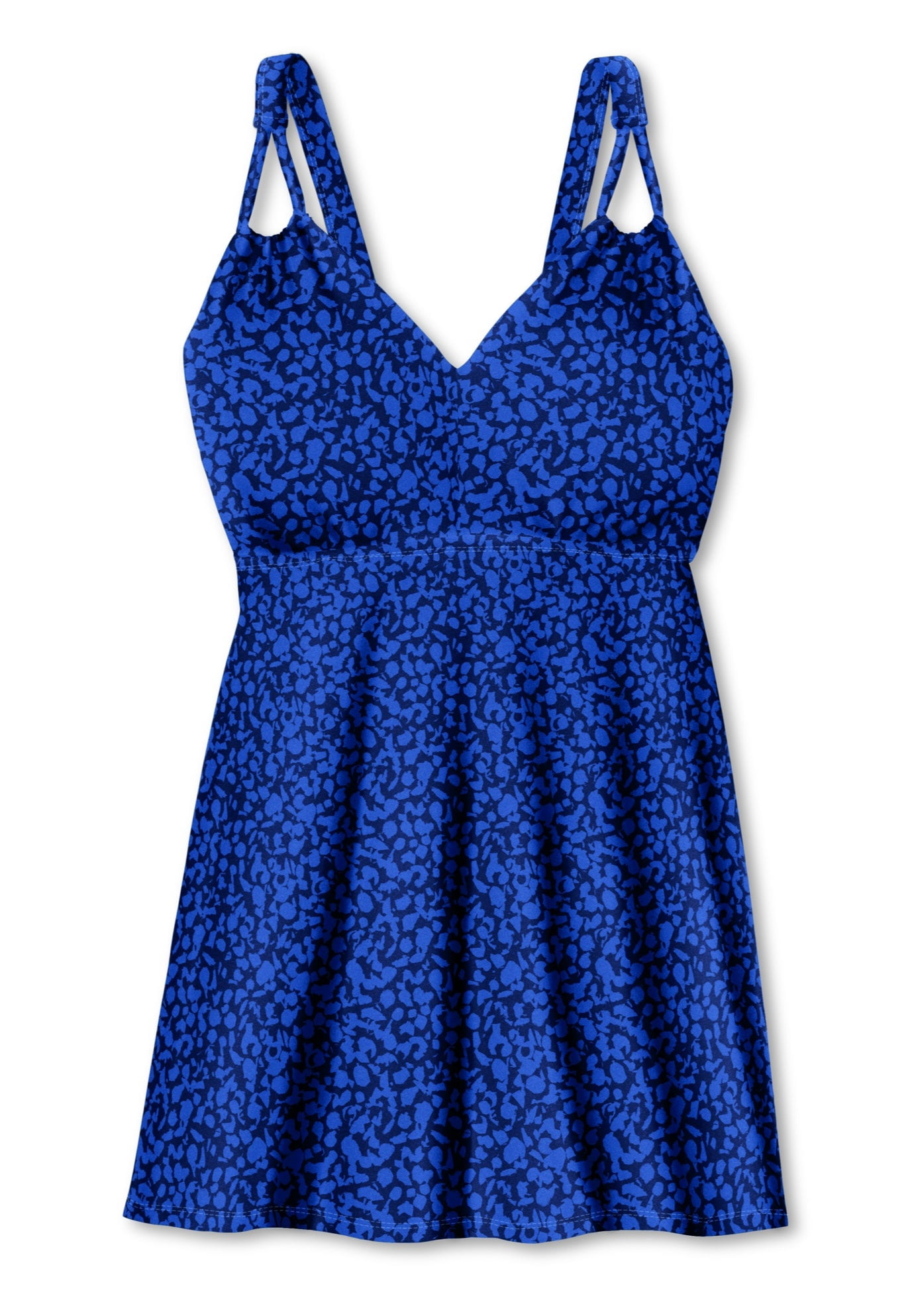 Swim 365 Women's Plus Size Loop-Strap V-Neck Tummy Control Two-Piece Swim Dress