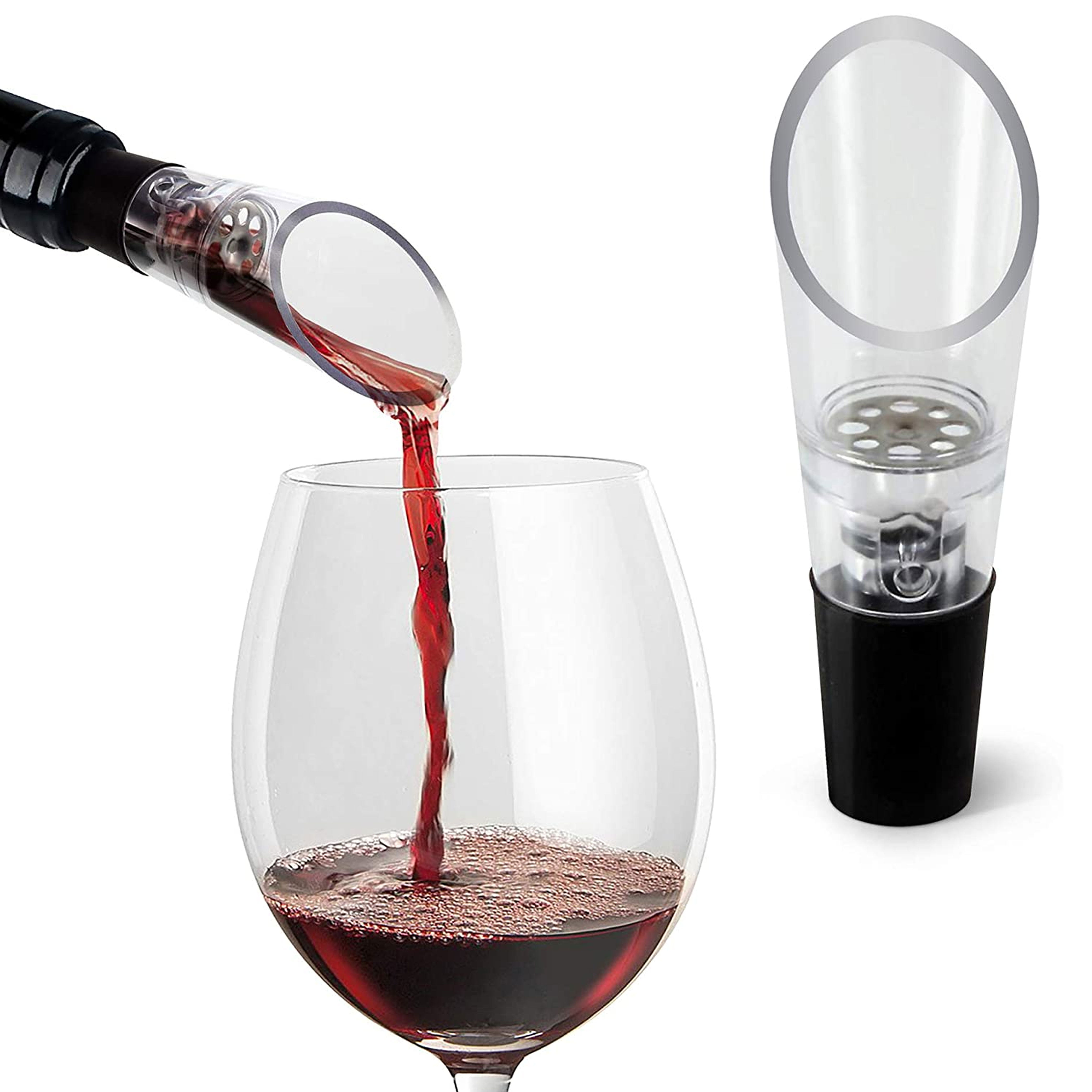 Woodpecker Wine Aerator Pourer Premium Aerating Pourer and Decanter Spout Black 