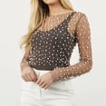 thumbnail image 3 of Parte Superior De Perlas Transparentes Blusa de manga larga para cubrir la playa de las señoras Cami Top Streetwear Traje (Café M) Kuymtek para Mujer Café T M, 3 of 6