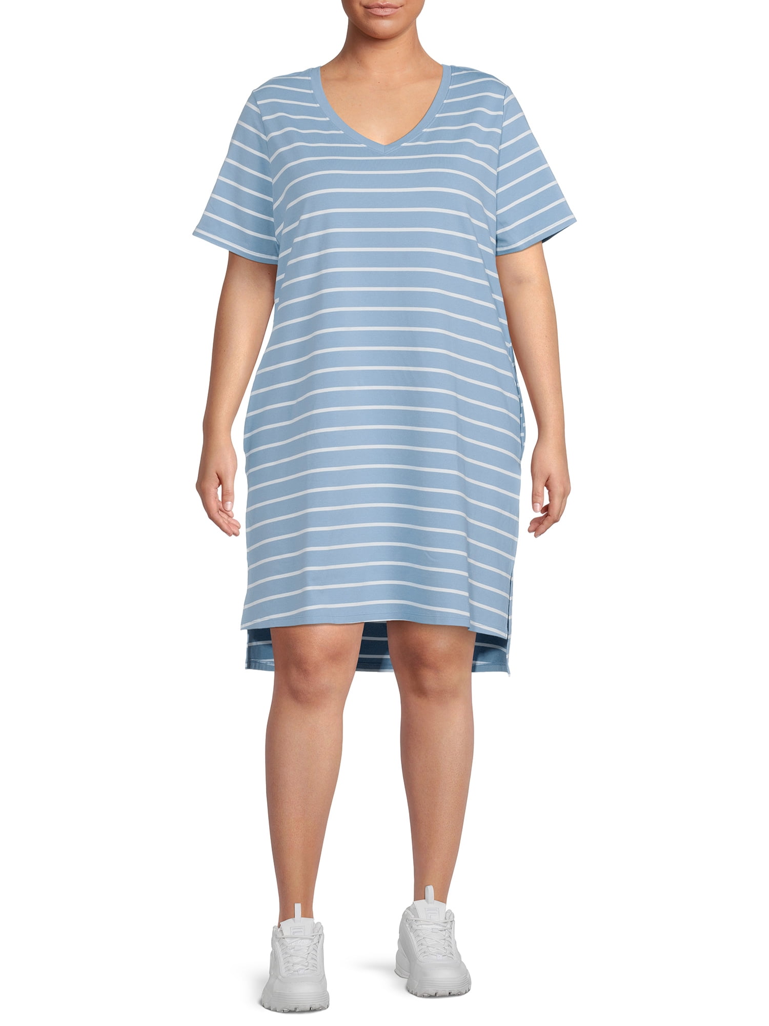 Mary kompensere Personligt Terra & Sky Women's Plus Size V-Neck T-Shirt Dress with High Low Hem -  Walmart.com