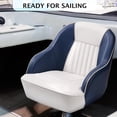 thumbnail image 4 of High Back Boat Captain Chair - Ergonomic Marine Bucket Seat with UV Resistant Vinyl for Fishing and Pontoon Boats - Blue White, 4 of 7