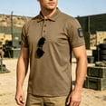 thumbnail image 2 of OIOLOYJM Mens Golf Shirts Summer Short Sleeve Mesh Casual Quick Dry Breathable Polo Shirts Basic Work Athletic Collared T Shirtswith Arm Magic Snap (No Glasses) Camel L, 2 of 5