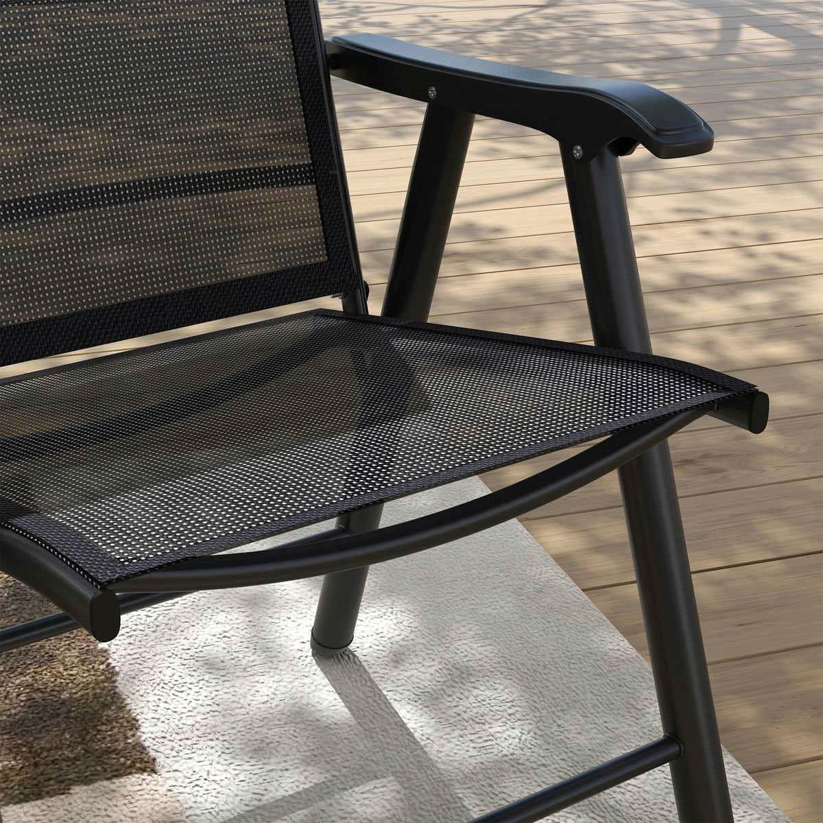 YYAo Folding Chair, Outdoor Lawn Chair,Set of 4 Outdoor Folding Chairs, Stackable Patio Dining Chairs with Armrests, Gray