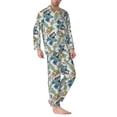 thumbnail image 2 of Naloa Dinosaurs And Leaves Men’s Pajamas Set - Long Sleeve Button Down Sleep Shirt and Pajama Bottoms Sleepwear Set-X-Large, 2 of 7
