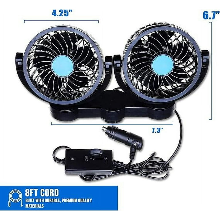 2023 New Car Double Head Folding Fan 360 Degree Rotation Car Fan USB 5V Fan  For Auto Cooler Air Fan Summer Cooling Fan