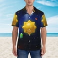 thumbnail image 2 of Balery Solar System Camisas hawaianas de manga corta para hombre, camisas playeras de corte holgado, camisas de vacaciones con botones,3X-Large, 2 of 7