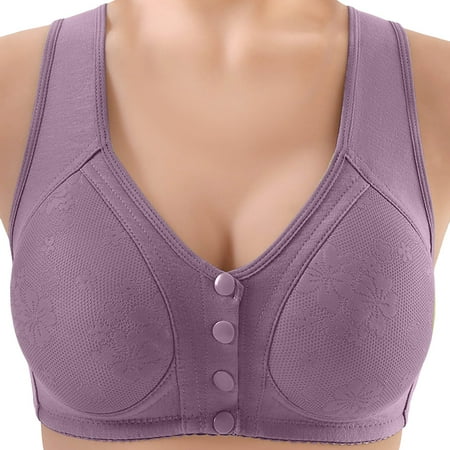 Xudanell Womens Bra Front Closure Sports Bras Full Coverage Comfor Easy Close Bra Front Buckle Corset (Purple 40)