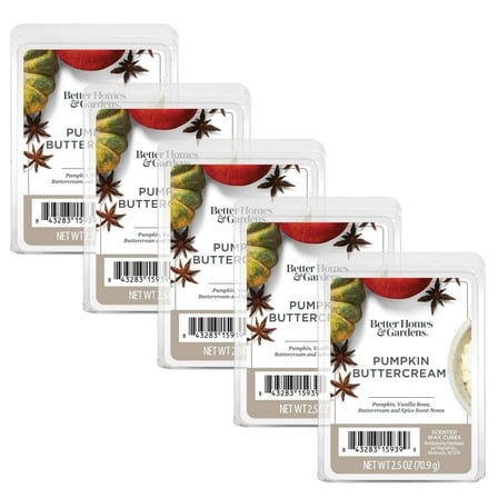 Pumpkin Buttercream Scented Wax Melts, Better Homes & Gardens, 2.5 oz (5-Pack)