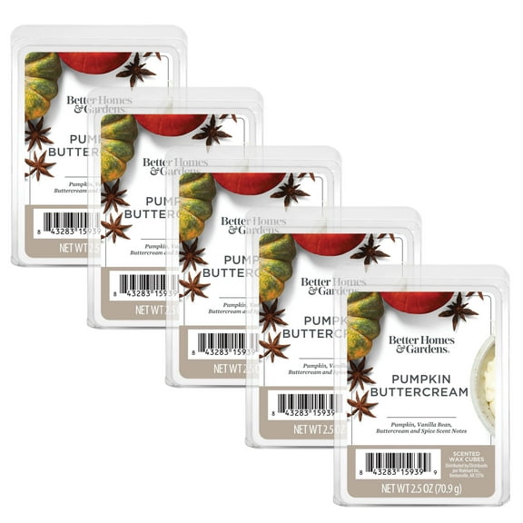 Pumpkin Buttercream Scented Wax Melts, Better Homes & Gardens, 2.5 oz (5-Pack)