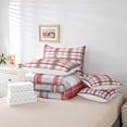 thumbnail image 6 of Feelyou Abstract Lines Bedding Comforter Set 7pcs, Grey Red Plaid Buffalo Full Bedding Set, 6 of 8